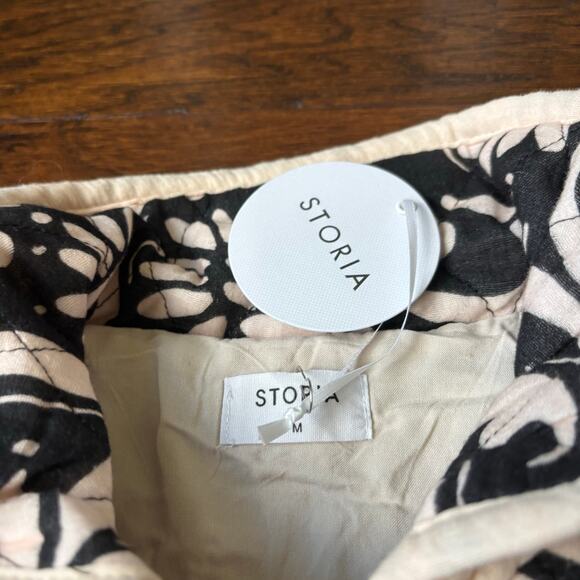 NWT Storia Quilted Jacket Sz M Paisley Printed Black Beige Grannycore - Picture 4 of 11